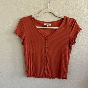 MADEWELL Orange Button-down Crop Top Sz Sm